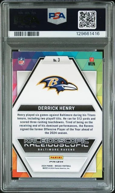 Derrick Henry PSA 10 2024 Panini Mosaic Kaleidoscopic Case Hit Card #3