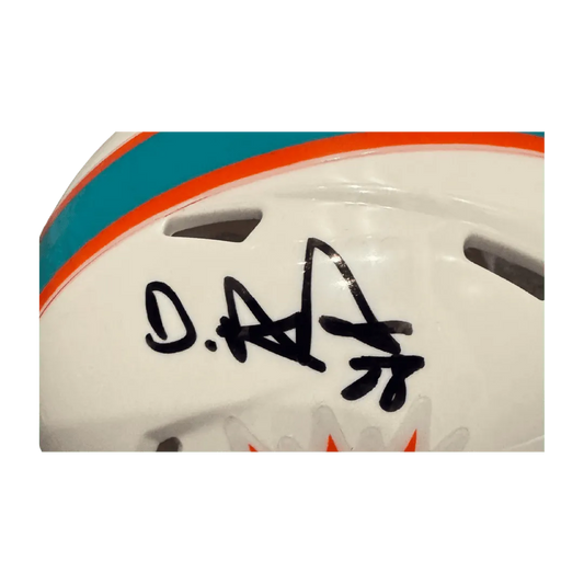 De'von Achane Miami Dolphins Autographed Mini Speed Helmet - Beckett COA