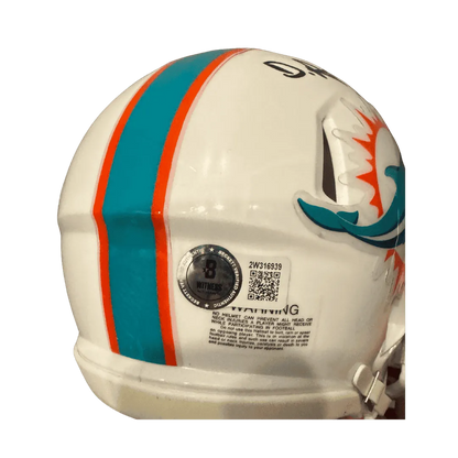 De'von Achane Miami Dolphins Autographed Mini Speed Helmet - Beckett COA