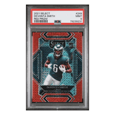 Devonta Smith PSA 9 2021 Panini Select Red Prizm Rookie RC #d/49 Card #249