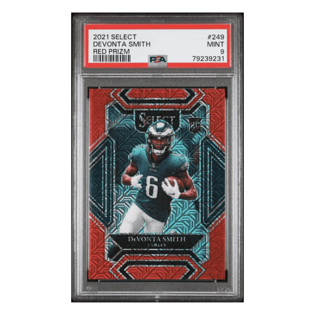 Devonta Smith PSA 9 2021 Panini Select Red Prizm Rookie RC #d/49 Card #249