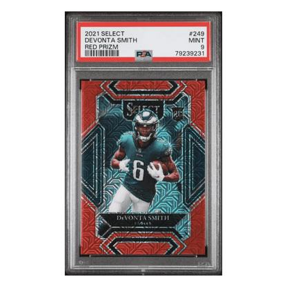 Devonta Smith PSA 9 2021 Panini Select Red Prizm Rookie RC #d/49 Card #249
