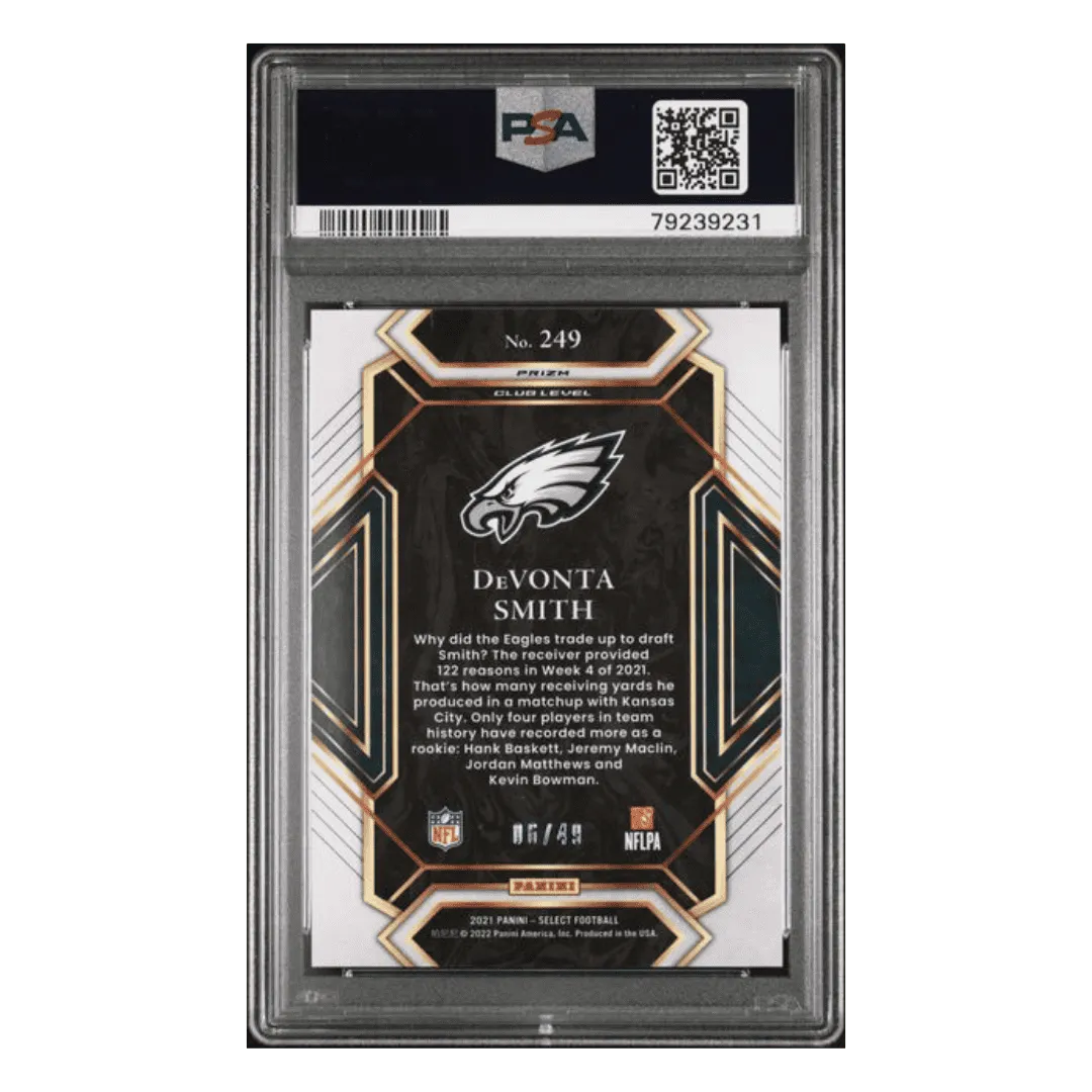 Devonta Smith PSA 9 2021 Panini Select Red Prizm Rookie RC #d/49 Card #249