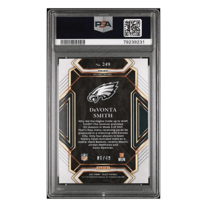 Devonta Smith PSA 9 2021 Panini Select Red Prizm Rookie RC #d/49 Card #249