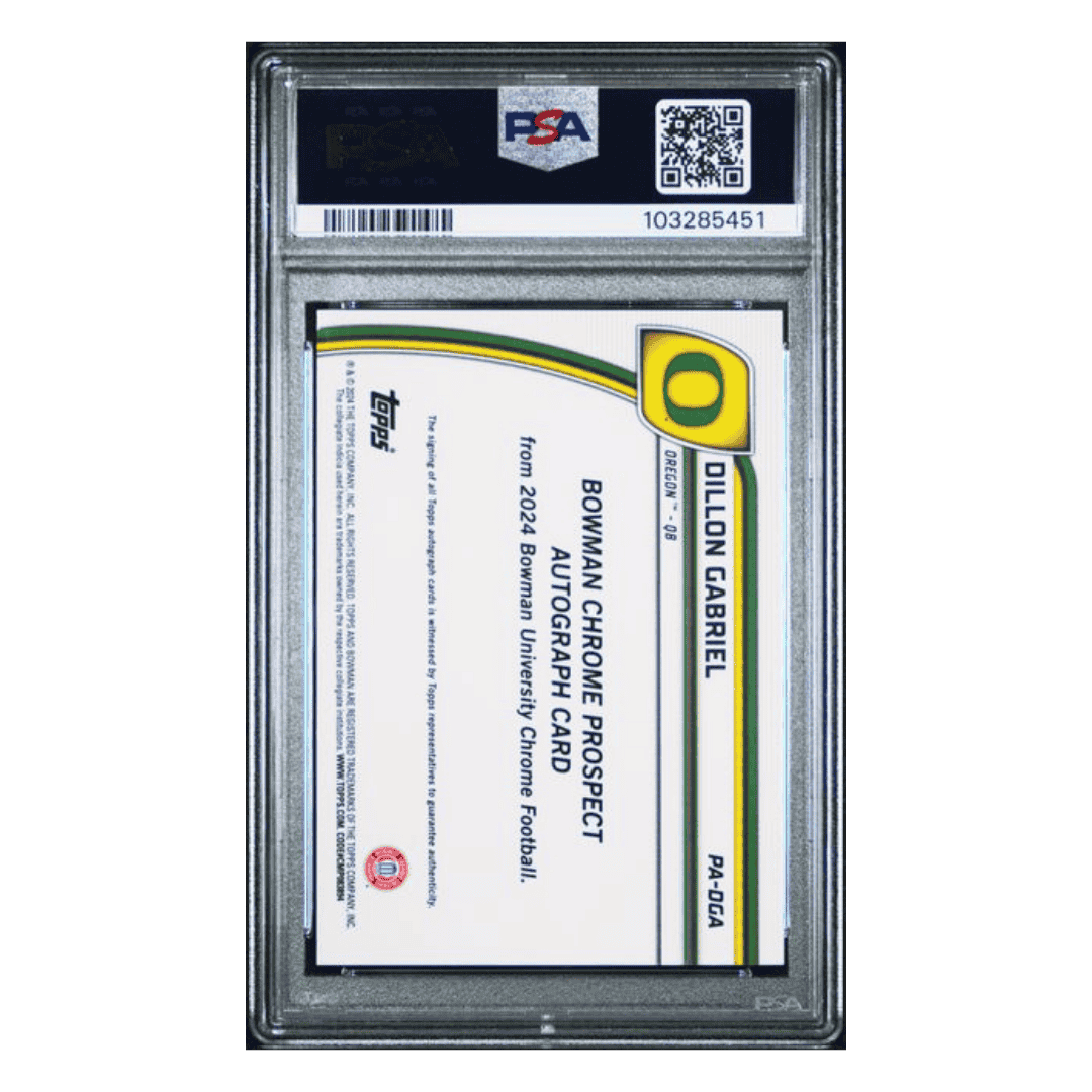Dillon Gabriel PSA 9 2024 Topps Bowman University Chrome Prospect Autograph Card #PADGA