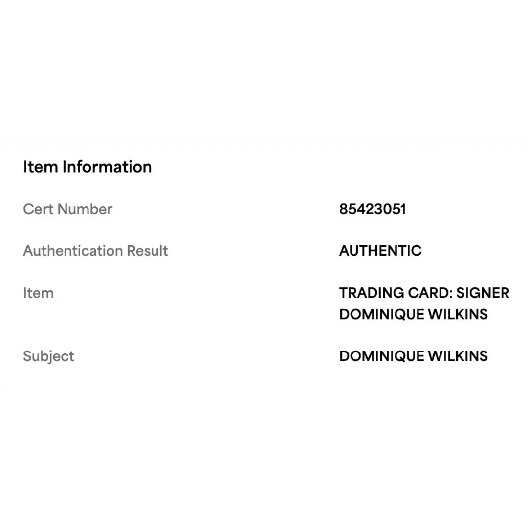 Dominique Wilkins 1993 Upper Deck Team MVP Autographed Card #1