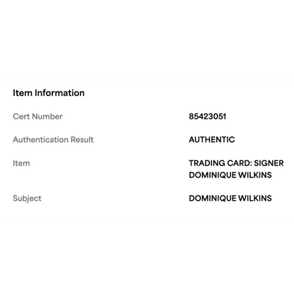 Dominique Wilkins 1993 Upper Deck Team MVP Autographed Card #1