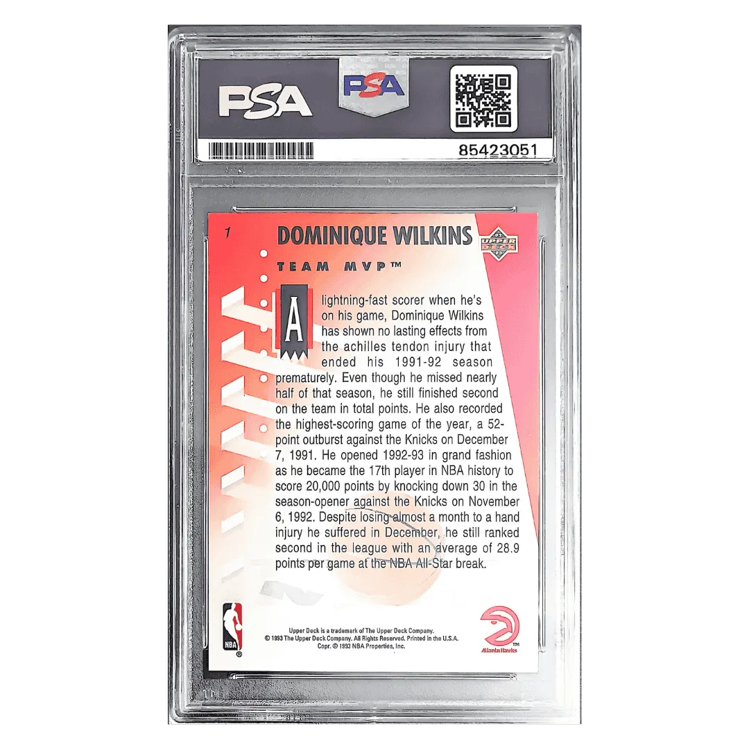 Dominique Wilkins 1993 Upper Deck Team MVP Autographed Card #1