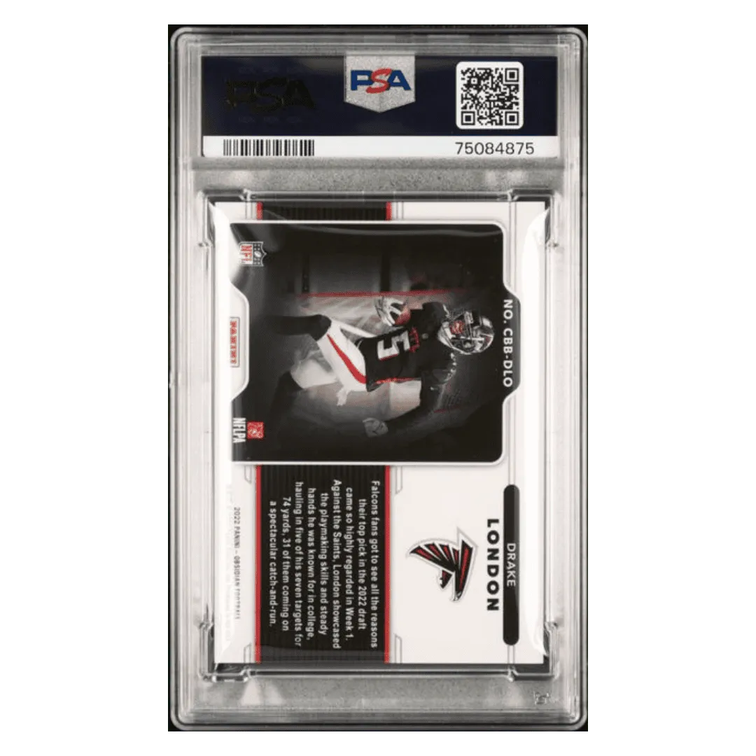Drake London PSA 10 2022 Panini Obsidian Color Blast Black Case Hit Rookie RC Card #CBBDLO