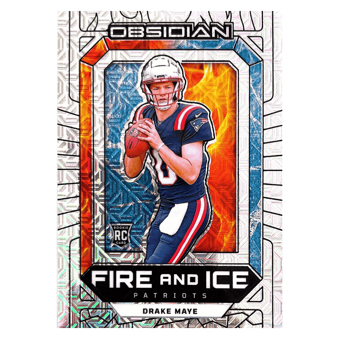 Drake Maye 2024 Panini Obsidian Fire and Ice Rookie RC #1/1 Card #17