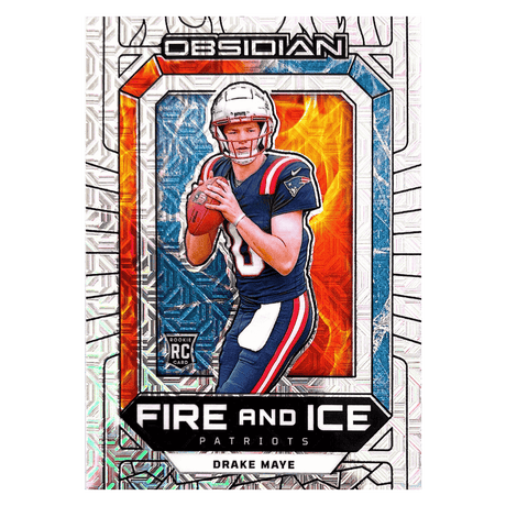 Drake Maye 2024 Panini Obsidian Fire and Ice Rookie RC #1/1 Card #17