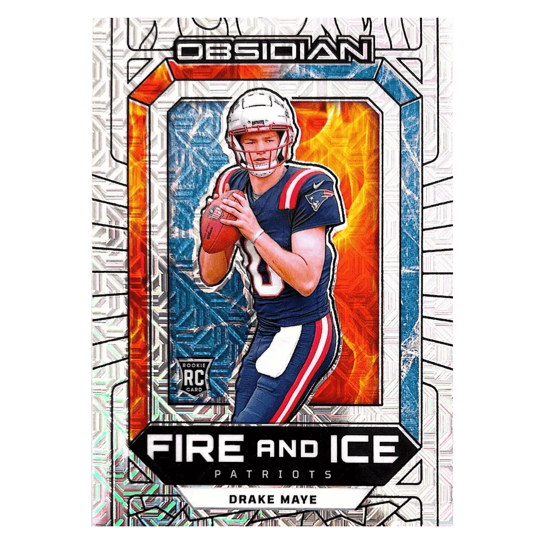 Drake Maye 2024 Panini Obsidian Fire and Ice Rookie RC #1/1 Card #17
