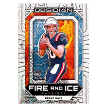 Drake Maye 2024 Panini Obsidian Fire and Ice Rookie RC #1/1 Card #17