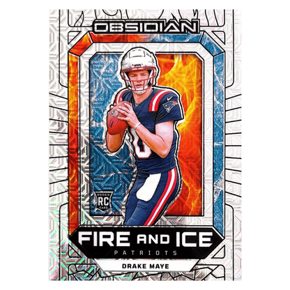 Drake Maye 2024 Panini Obsidian Fire and Ice Rookie RC #1/1 Card #17