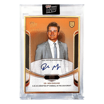 Drake Maye 2024 Topps Now Gold Frame Autograph Rookie RC #d/ 25 Card #11-A