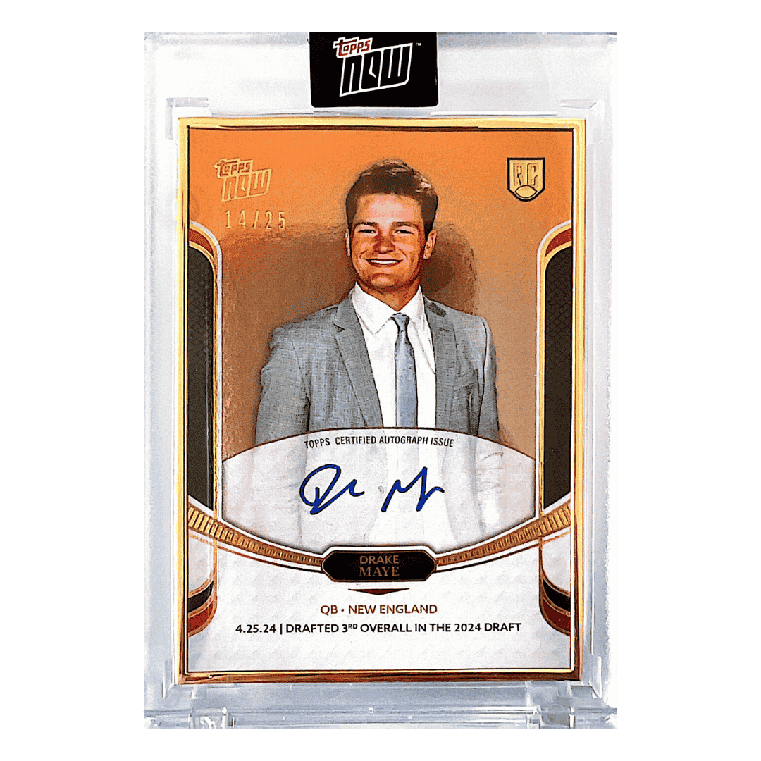 Drake Maye 2024 Topps Now Gold Frame Autograph Rookie RC #d/ 25 Card #11-A