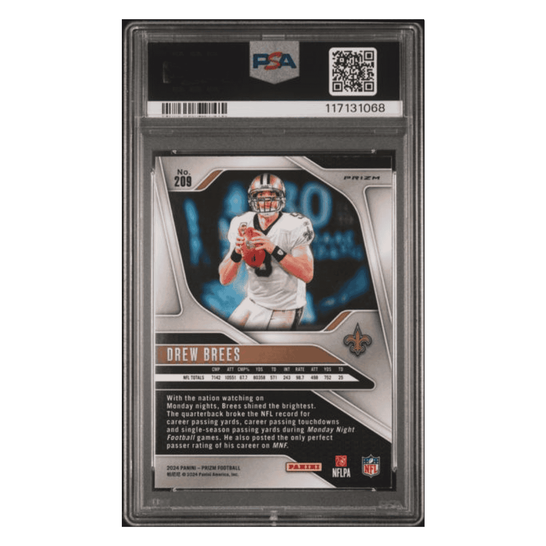 Drew Brees PSA 10 2024 Panini Prizm Black & White Checker Card #209