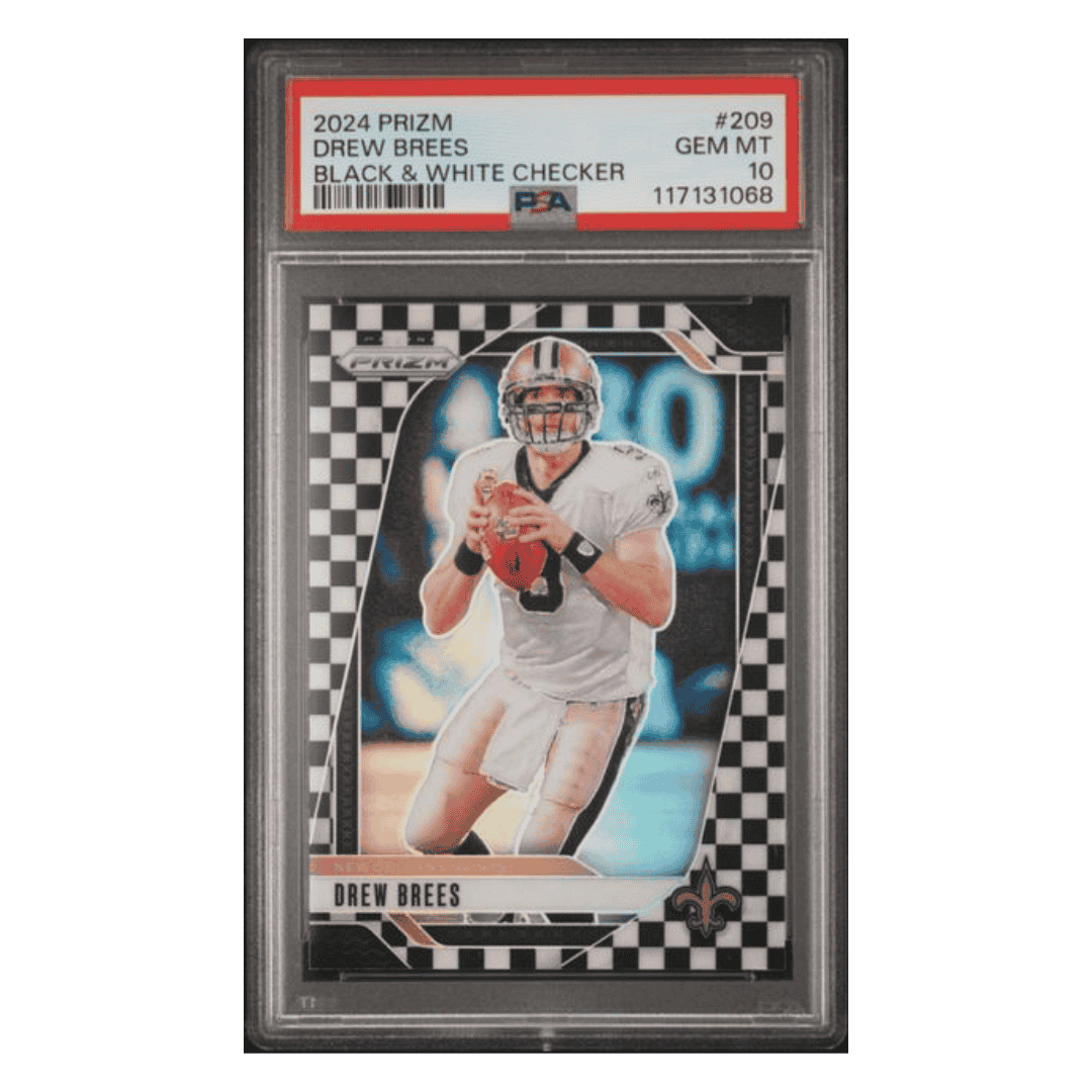 Drew Brees PSA 10 2024 Panini Prizm Black & White Checker Card #209