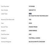 Drew Brees PSA 10 2024 Panini Prizm Black & White Checker Card #209