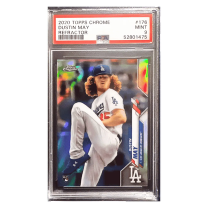 Dustin May PSA 9 2020 Topps Chrome Refractor Card #176