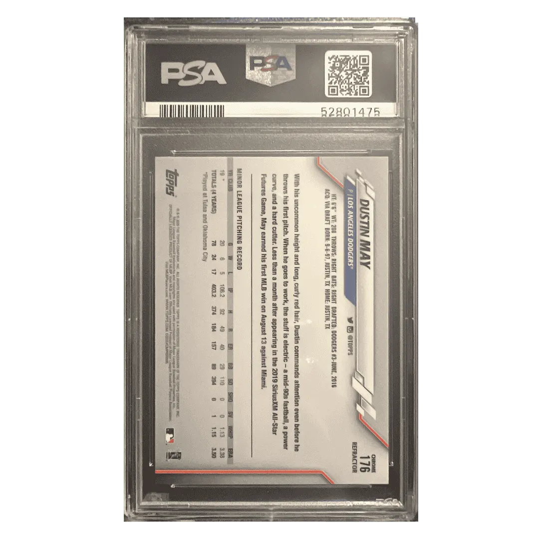 Dustin May PSA 9 2020 Topps Chrome Refractor Card #176