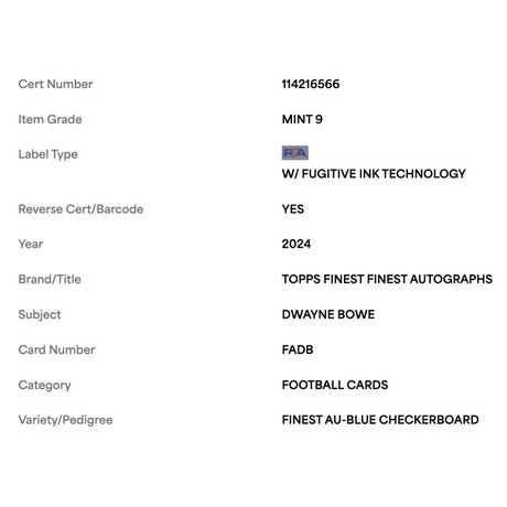 Dwayne Bowe PSA 9 2024 Topps Finest Autographed Blue Checkerboard #d/ 99 Card #FA-DB