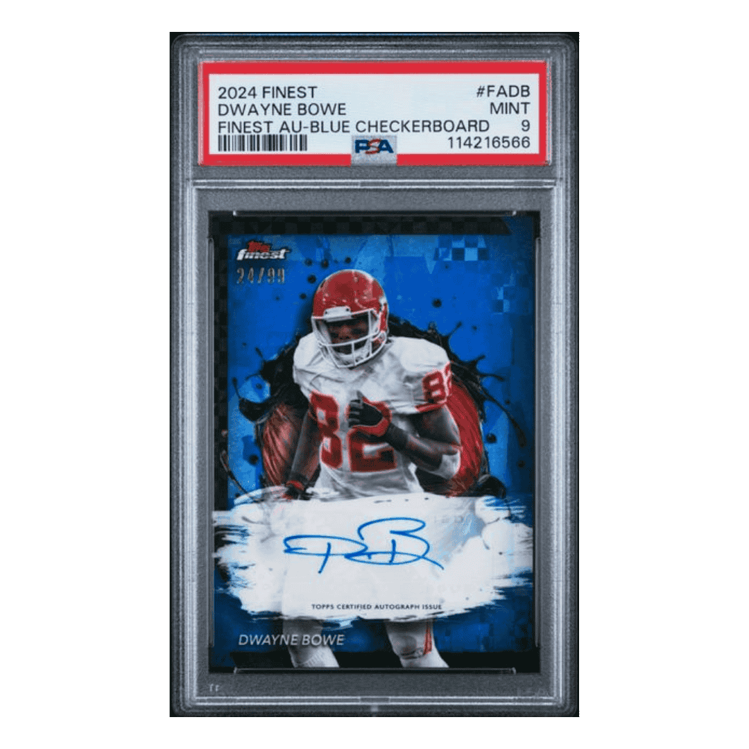 Dwayne Bowe PSA 9 2024 Topps Finest Autographed Blue Checkerboard #d/ 99 Card #FA-DB