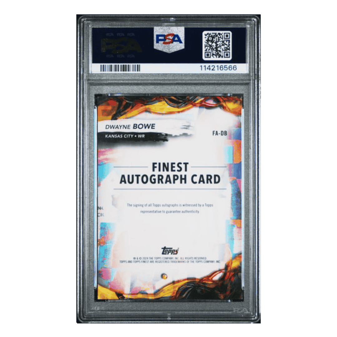 Dwayne Bowe PSA 9 2024 Topps Finest Autographed Blue Checkerboard #d/ 99 Card #FA-DB