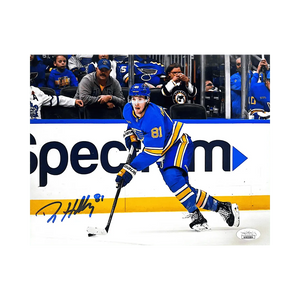 Dylan Holloway St Louis Blues Autographed Alternate Jersey 8x10 Photo - JSA COA