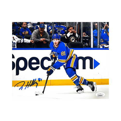 Dylan Holloway St Louis Blues Autographed Alternate Jersey 8x10 Photo - JSA COA
