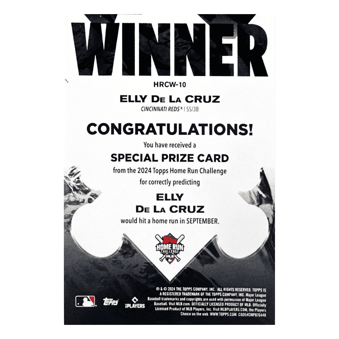 Elly De La Cruz 2024 Topps Home Run Challenge Winner Orange #D /363 Card #HRCW-10