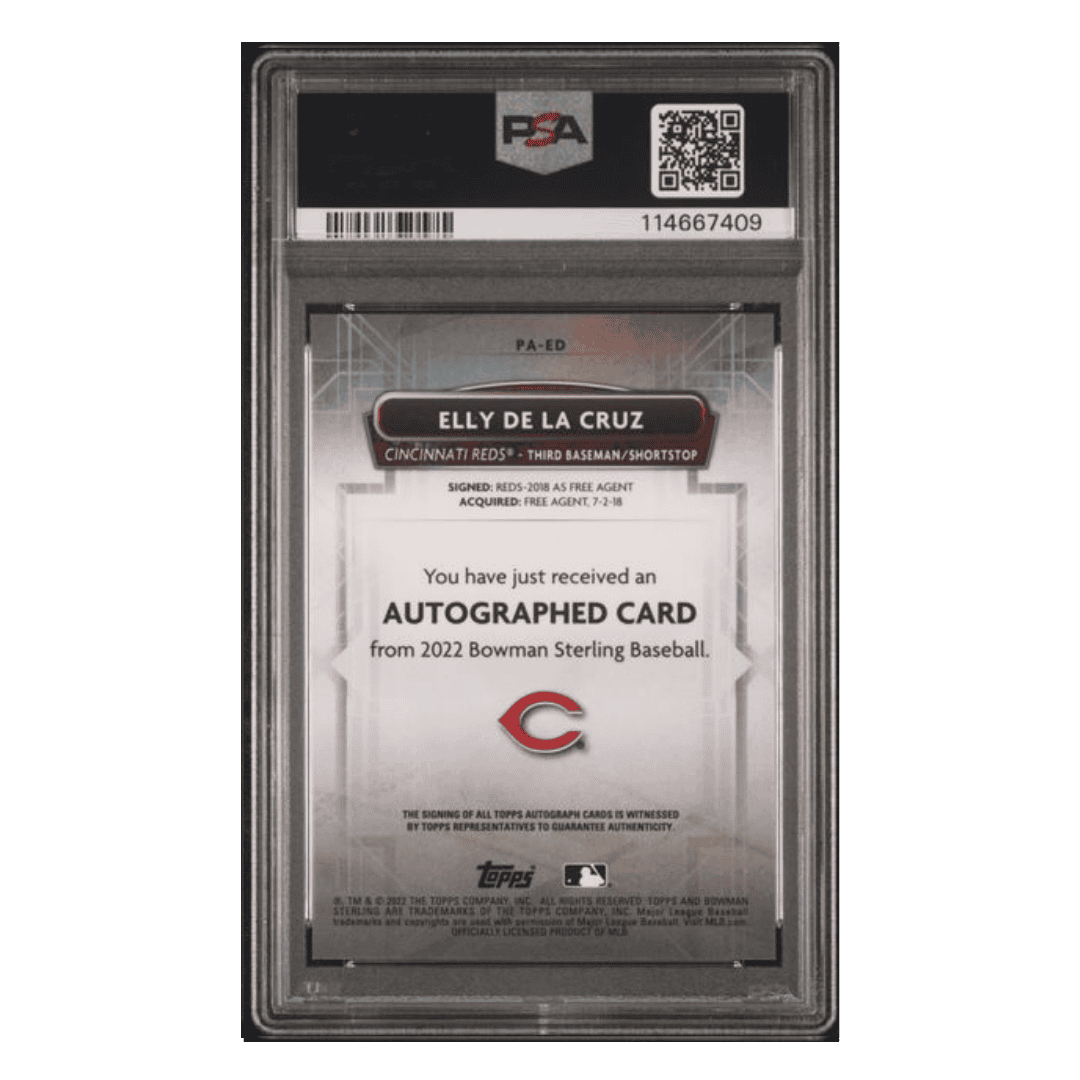 Elly De La Cruz PSA 10 2022 Topps Bowman Sterling Prospects Autographs Card #PAED