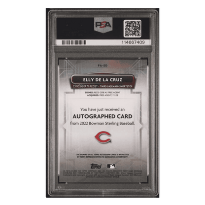 Elly De La Cruz PSA 10 2022 Topps Bowman Sterling Prospects Autographs Card #PAED
