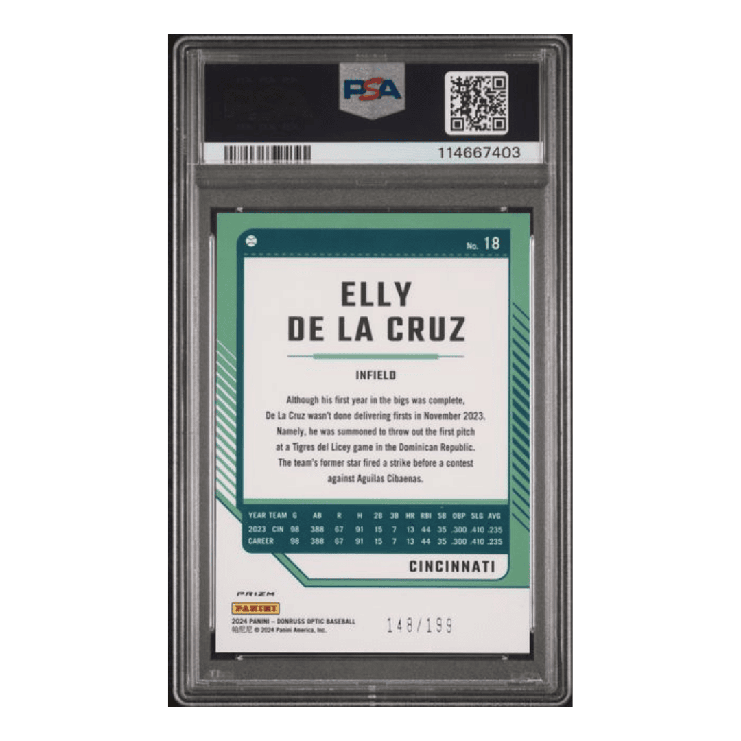 Elly De La Cruz PSA 10 2024 Panini Donruss Optic Orange #d/199 Card #18