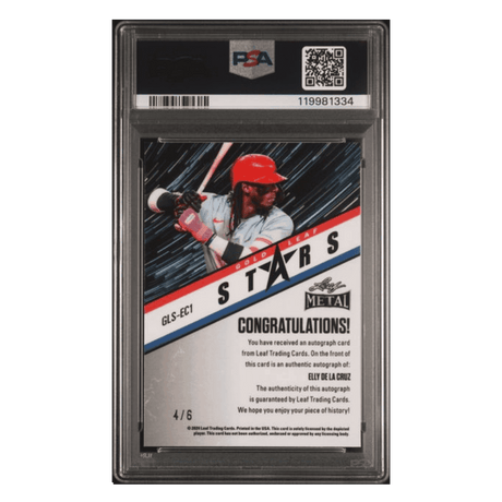 Elly De La Cruz PSA 9 2024 Leaf Collective Gold Leaf Stars Autograph Green #d/6 Card #GLSEC1