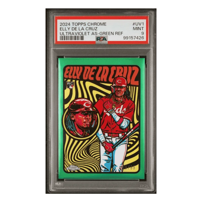 Elly De La Cruz PSA 9 2024 Topps Chrome Ultraviolet All-Stars Green Refractor Rookie RC Card #UV1