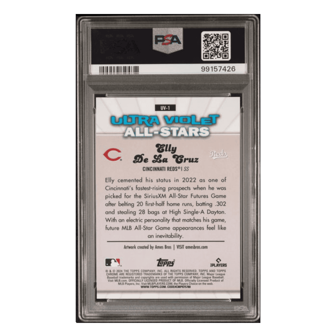 Elly De La Cruz PSA 9 2024 Topps Chrome Ultraviolet All-Stars Green Refractor Rookie RC Card #UV1