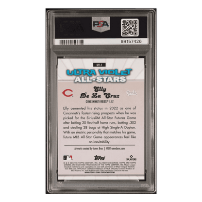 Elly De La Cruz PSA 9 2024 Topps Chrome Ultraviolet All-Stars Green Refractor Rookie RC Card #UV1
