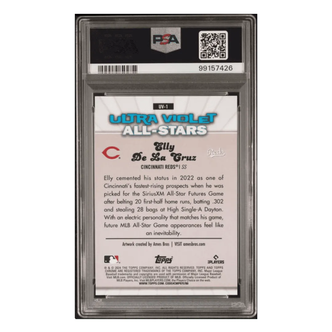 Elly De La Cruz PSA 9 2024 Topps Chrome Ultraviolet All-Stars Green Refractor Rookie RC Card #UV1
