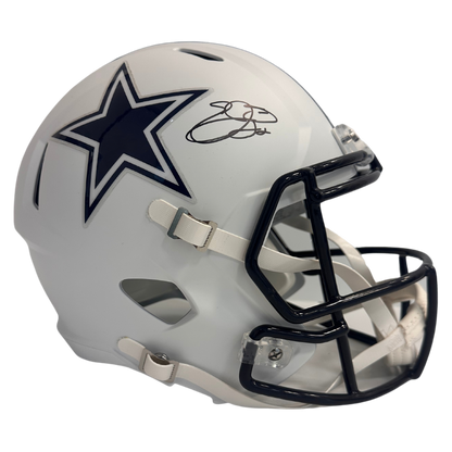 Emmitt Smith Dallas Cowboys Autographed Full Size Flat White Speed Replica Helmet - Beckett & PROVA COA