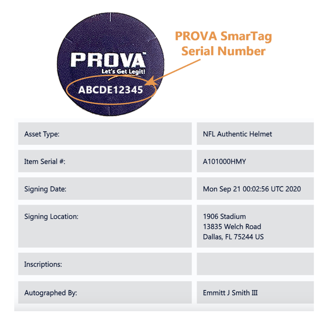 Emmitt Smith Dallas Cowboys Autographed Full Size Flat White Speed Replica Helmet - Beckett & PROVA COA