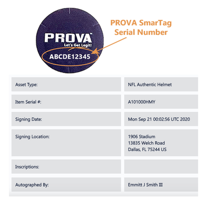 Emmitt Smith Dallas Cowboys Autographed Full Size Flat White Speed Replica Helmet - Beckett & PROVA COA