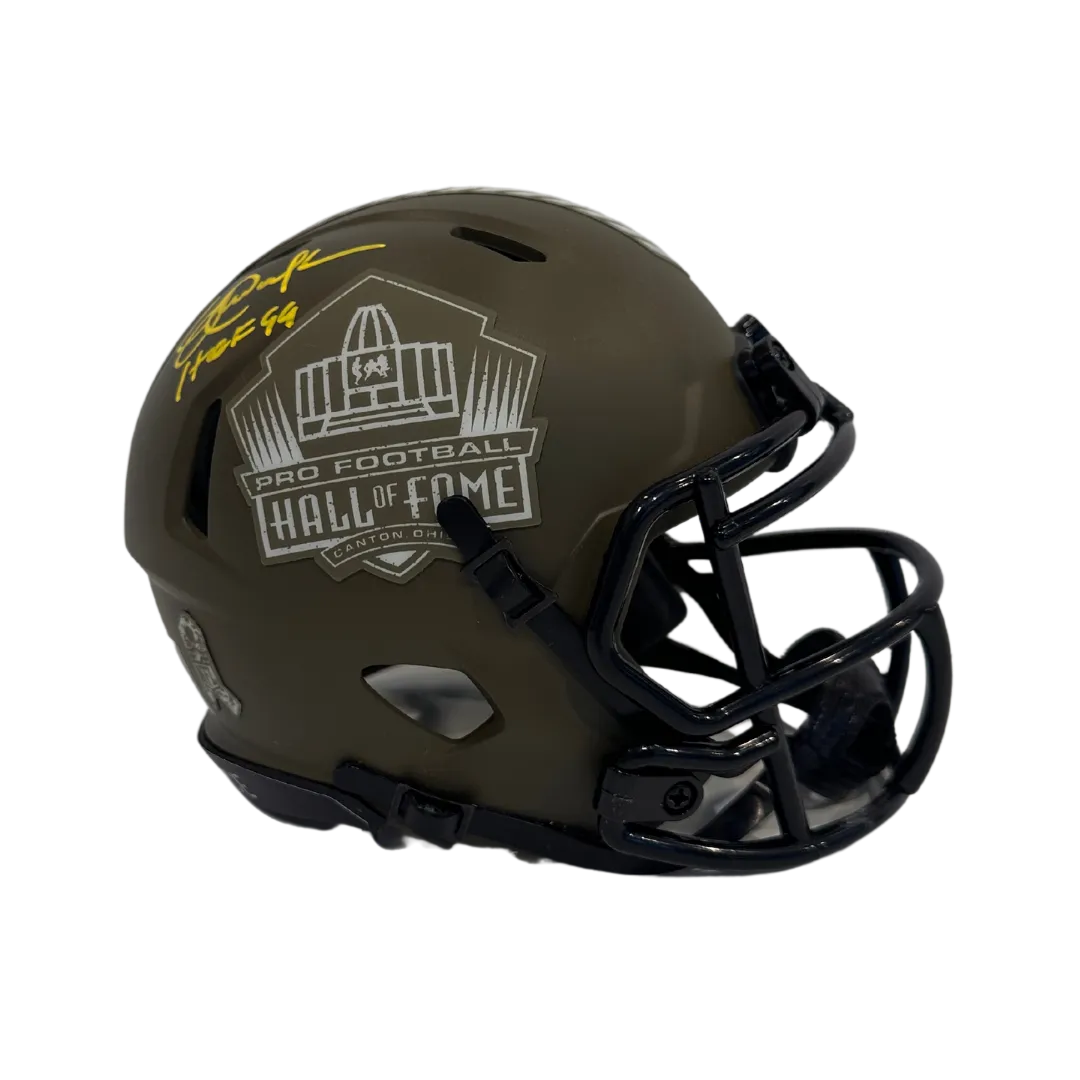 Eric Dickerson Autographed Hall of Fame Salute to Service Mini Speed Helmet w/ Inscription - JSA COA