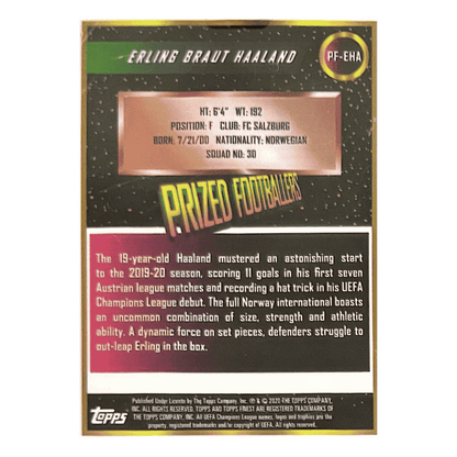 Erling Haaland 2019 Topps Finest Prized Footballer Refractor Rookie RC Card #PF-EHA