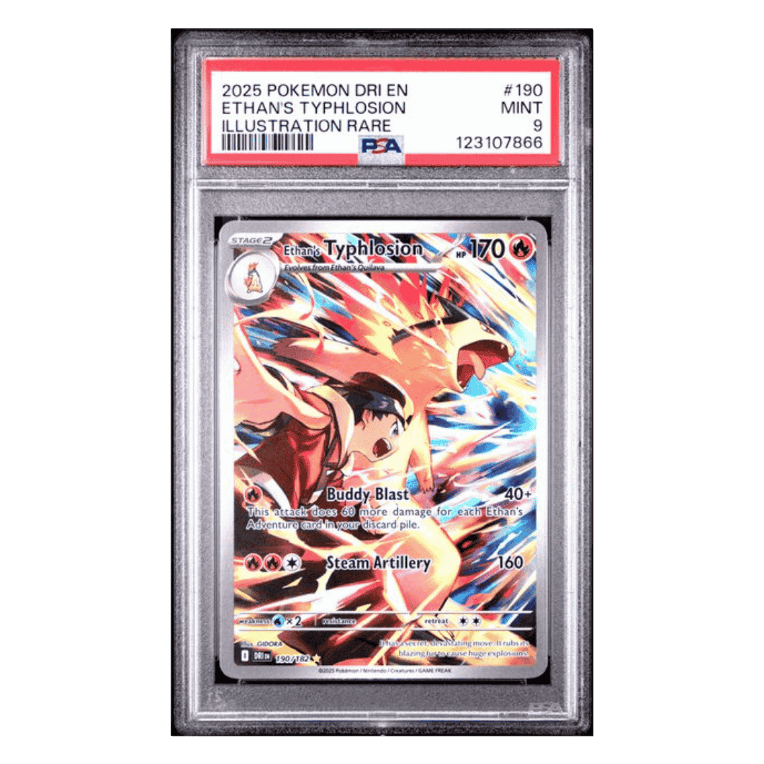 Ethan's Typhlosion PSA 9 2025 Pokemon Dri EN- Destined Rivals Illustrations Rare Card #190