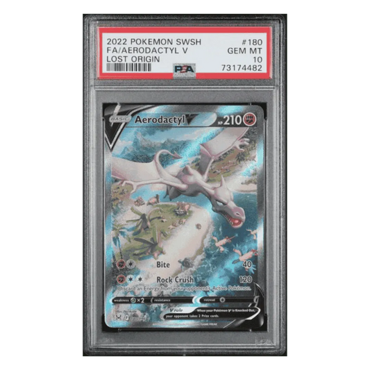 FA/ Aerodactyl V PSA 10 2022 Pokemon Sword & Shield Lost Origin Card #180