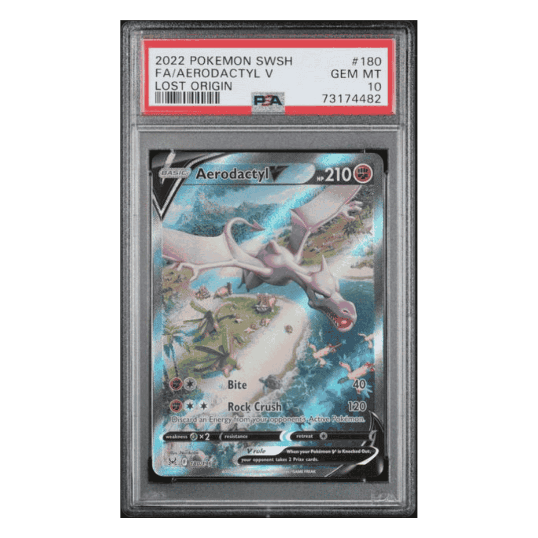 FA/ Aerodactyl V PSA 10 2022 Pokemon Sword & Shield Lost Origin Card #180