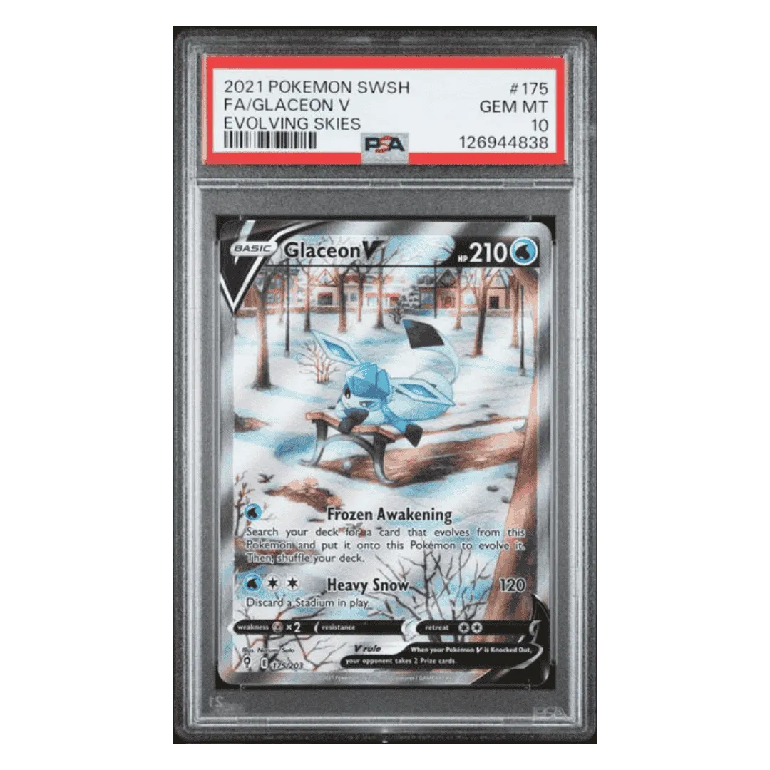 FA/ Glaceon V PSA 10 2021 Pokemon Sword & Shield Evolving Skies Card #175