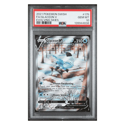 FA/ Glaceon V PSA 10 2021 Pokemon Sword & Shield Evolving Skies Card #175