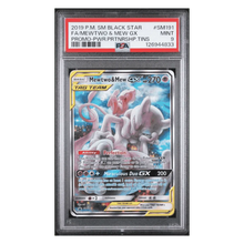 FA/ Mewtwo & Mew GX PSA 9 2019 Pokemon SM Black Star Promo Power Partnership Tin Card #SM191